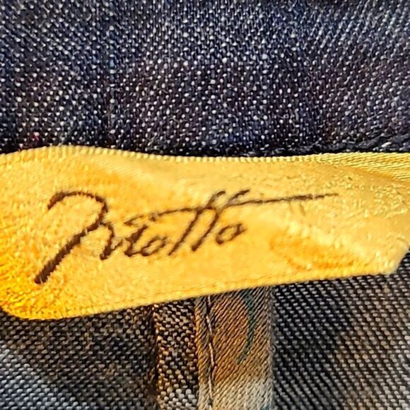 Motto Dark Wash Denim Top with Shirred Elastic, Hidden Snap Buttons, Size Small - Picture 9 of 11